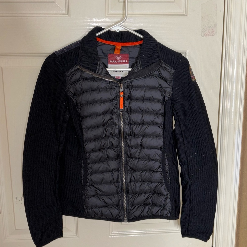 EUC Parajumpers Olivia Mixed Media Down-filled Fleece Jacket Black XS $385​​ - Picture 8 of 13